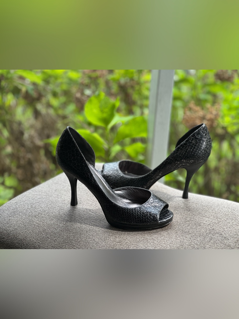 Via Spiga Black leather Peep-Toe Pumps Size~8*Vtg~New!
